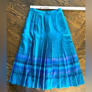 Pendleton vintage 8 Blue Midi A-Line Pleated Skirt turquoise wool country skirt